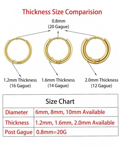 3 Pairs Small Gold Hoop Earrings, Dainty Cartilage Hoop Earring Gold Huggie Earrings for Women Men Tiny 316L Surgical Stainle...