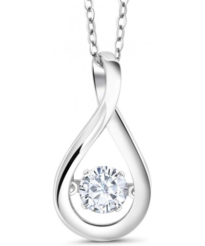 925 Sterling Silver Dancing White Cubic Zirconia CZ Pendant Necklace For Women With 18 Inch Chain $14.08 Necklaces