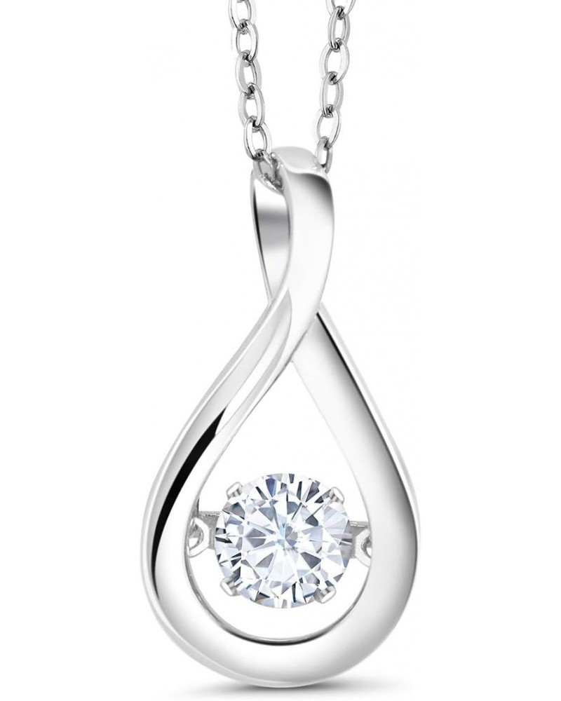 925 Sterling Silver Dancing White Cubic Zirconia CZ Pendant Necklace For Women With 18 Inch Chain $14.08 Necklaces