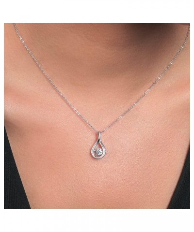 925 Sterling Silver Dancing White Cubic Zirconia CZ Pendant Necklace For Women With 18 Inch Chain $14.08 Necklaces