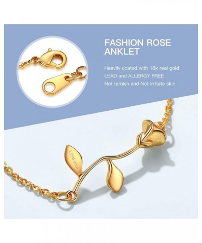 Dainty Heart/Rose Flower/Figaro Link Chain Anklet, Stainless Steel/18K Gold Plated Sturdy Waterproof Summer Beach Foot Chain ...