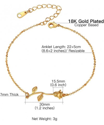 Dainty Heart/Rose Flower/Figaro Link Chain Anklet, Stainless Steel/18K Gold Plated Sturdy Waterproof Summer Beach Foot Chain ...