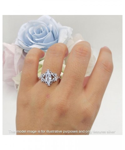 Art Deco Marquise Filigree Floral Designer Vintage Style Cubic Zirconia Wedding Engagement Ring Solid 925 Sterling Silver Rub...