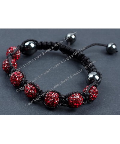 Skull Bracelet 6" - 9" Adjustable 4X White Pave Shine Crystal Beads W/ 1x Skull Beads Red 01 $7.06 Bracelets