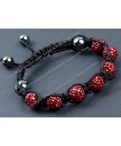 Skull Bracelet 6" - 9" Adjustable 4X White Pave Shine Crystal Beads W/ 1x Skull Beads Red 01 $7.06 Bracelets