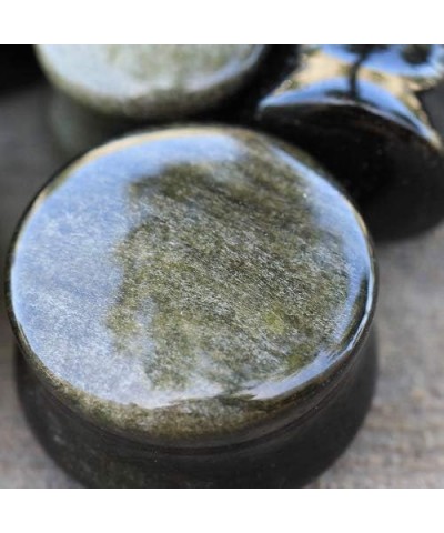 Set of 3 of Natural Green Wave Jasper Golden Obsidian Stone Saddle Plugs 7/8 Inch - 22mm $12.85 Body Jewelry