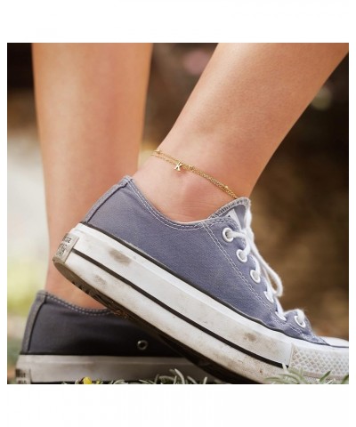 Initial Ankle Bracelets for Women Layered Letter Anklet for Women 14K Gold Plated T $9.34 Anklets