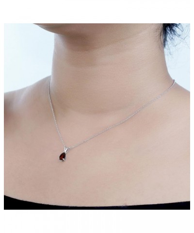 10K 8x6 mm Pear Cut Ladies Solitaire Teardrop Pendant (Silver Chain Included), White Gold Garnet $40.44 Necklaces