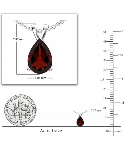 10K 8x6 mm Pear Cut Ladies Solitaire Teardrop Pendant (Silver Chain Included), White Gold Garnet $40.44 Necklaces