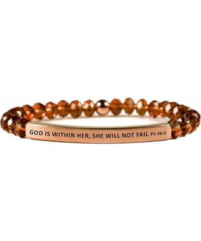 Faith Collection Unisex Stretchable Bracelets (GOD IS WITHIN HER SHE WILL NOT FAIL - PSALMS 46:5) Topaz $15.87 Bracelets