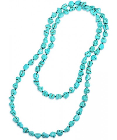 8mm Round Natural Amazonite/Irregular Turquoise Long Beaded Necklace Wrap Bracelet Handmade Gemstone Jewelry for Women Men Ir...