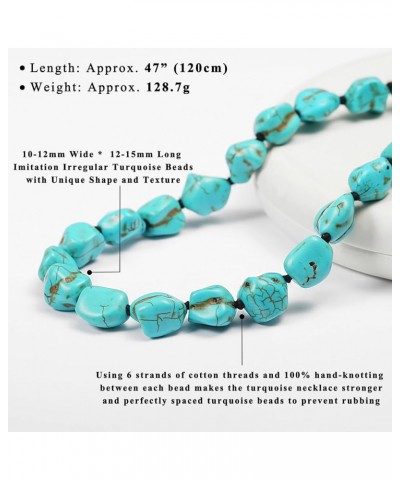 8mm Round Natural Amazonite/Irregular Turquoise Long Beaded Necklace Wrap Bracelet Handmade Gemstone Jewelry for Women Men Ir...