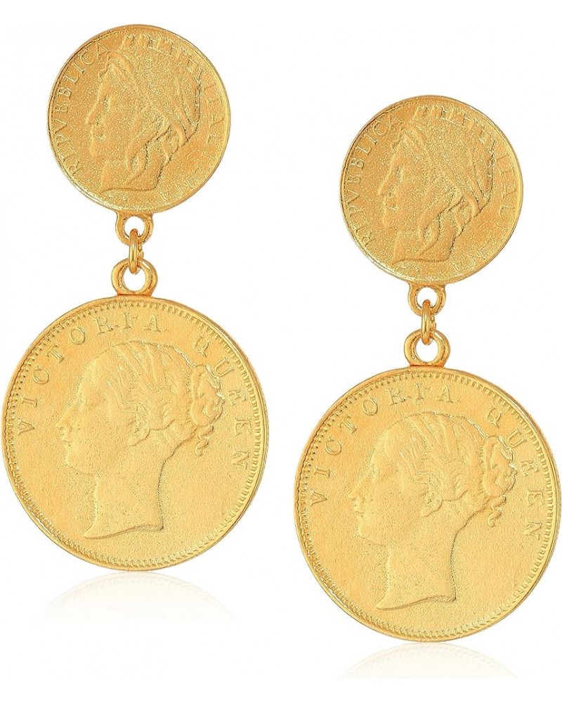 Ben-Amun Moroccan Coin Vintage Dangle Earrings, New York Fashion 24K Gold Plated Jewelry Drop Coin Clip On Earrings $30.01 Ea...