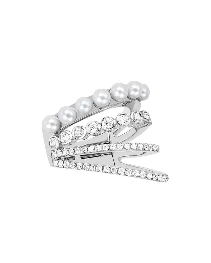 925 Sterling Silver 18K Gold Plated Cubic Zirconia Sparkling Layered Huggie Ear Cuff Gold Pearl Earrings for Women | Non Pier...