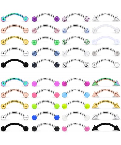 16G Surgical Steel Daith Rook Earring 8mm 10mm Curved Barbell Belly Lip Ring Eyebrow Rings Piercing Jewelry for Women Men 40p...