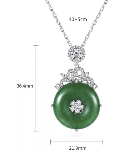 Emerald Green Donut Jade Pendant Necklace for Women | Rhinestone Jade Pendant Necklace | Dainty White Gold Plated Emerald Gre...