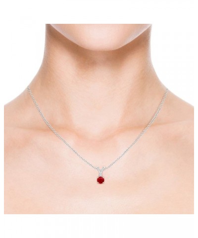 Natural Ruby Solitaire Pendant Necklace with Diamond in Sterling Silver/14k Solid Gold/Platinum, Girls with 18" Chain | July ...