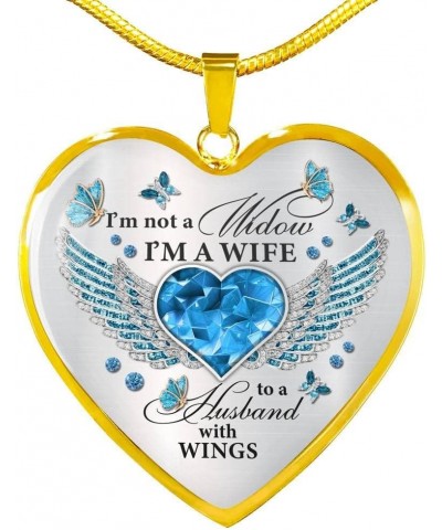 I'm Not A Widow I'm A Wife To A Husband With Butterfly Wings Heart Pendant Necklace - In Memory Of Husband In Heaven Necklace...