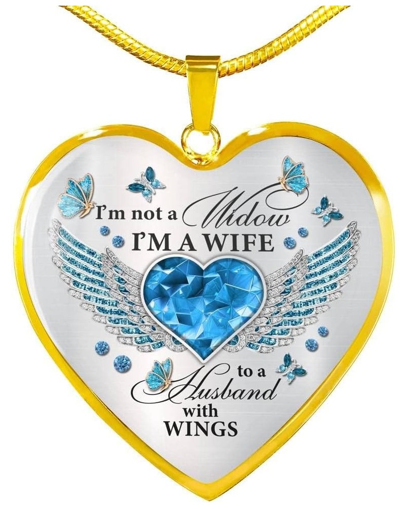 I'm Not A Widow I'm A Wife To A Husband With Butterfly Wings Heart Pendant Necklace - In Memory Of Husband In Heaven Necklace...