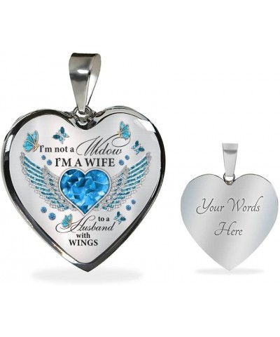 I'm Not A Widow I'm A Wife To A Husband With Butterfly Wings Heart Pendant Necklace - In Memory Of Husband In Heaven Necklace...