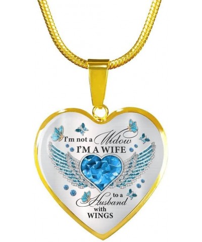 I'm Not A Widow I'm A Wife To A Husband With Butterfly Wings Heart Pendant Necklace - In Memory Of Husband In Heaven Necklace...