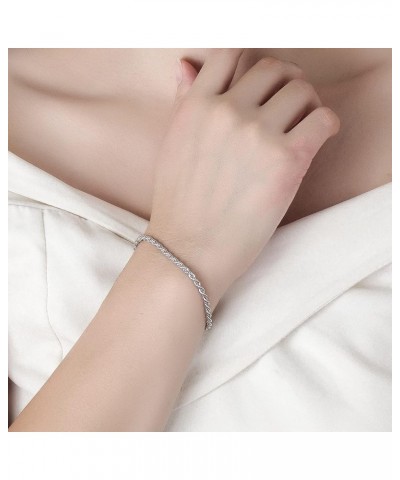 925 Sterling Silver Solid Bracelet 0.12'' Singapore Twisted Chain Bracelet Men Women Jewelry Original Silver Bracelets 6.3-6....