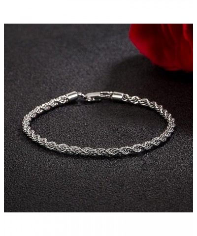 925 Sterling Silver Solid Bracelet 0.12'' Singapore Twisted Chain Bracelet Men Women Jewelry Original Silver Bracelets 6.3-6....