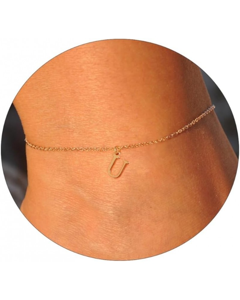 Ankle Bracelets for Women 14K Gold Plated Initial Anklets for Women Teen Girls Dainty Gold Anklets A-Z Initial Ankle Bracelet...