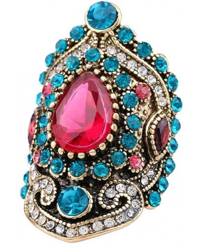 Retro Crystal Cocktail Statement Ring Antique Colorful Rhinestone Stacking Wedding Band Rings Fashion Jewelry Accessories for...