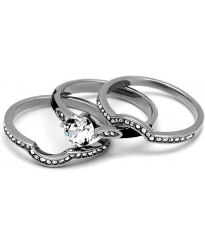 Her and His 4 Piece Silver and Black Stainless Steel and Titanium Wedding Ring Band Set Size Women's 05 Men's 10 $20.50 Sets