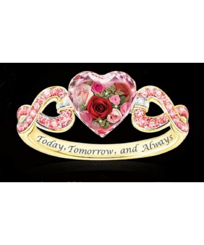 Awmnjtmgpw 18K Rose Gold Pink Gem Diamond Set Cubic Zircon diamond ring rose heart-shaped wreath engagement ring Valentine's ...