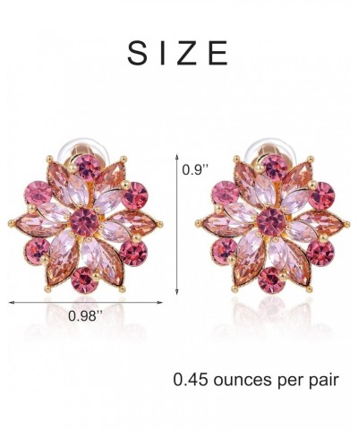 Flower Clip on Earrings for Women Teen Girls Sparkly Rhinestone Crystal Clip on Stud Earrings Statement Big Floral Clip on No...