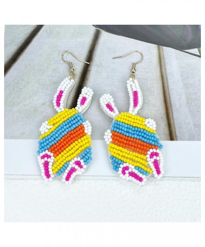 Beaded Easter Earrings for Women Girls Dangling Cute Rabbit Egg Earrings Easter Gifts for Women Friends Rabbits $6.83 Earrings