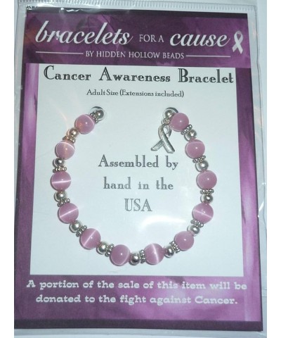 Cancer Awareness Beaded Pink Breast Cancer or Multi Colored Bracelet, Strong, 7 3/4 Inches Long With Extender, Fits Most Wris...