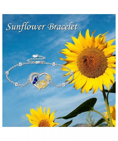 Black Rose/Sunflower/Scottish Thistle/Angel Bracelet 925 Sterling Silver Gothic Jewelry Gifts for Women Sunflower $13.53 Brac...