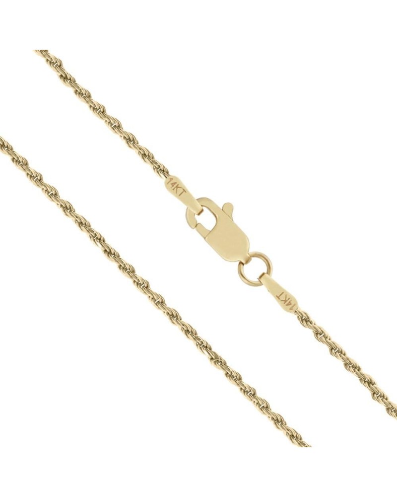 14K Real Solid Yellow Gold 1mm or 2mm Rope Chain Necklace Lobster Clasp, 16" - 24 1mm - 20 Inches $127.65 Necklaces