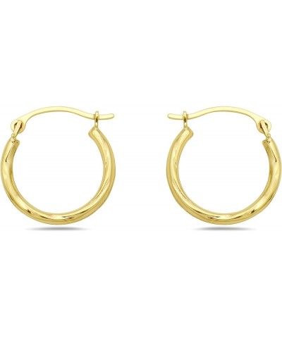 10K Gold 1.5mm x15mm Hoop earrings - Jewelry for Women/Girls - Small Hoop Earrings Slash Diamond cut $17.84 Earrings