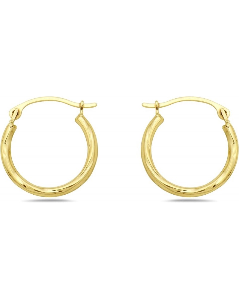 10K Gold 1.5mm x15mm Hoop earrings - Jewelry for Women/Girls - Small Hoop Earrings Slash Diamond cut $17.84 Earrings