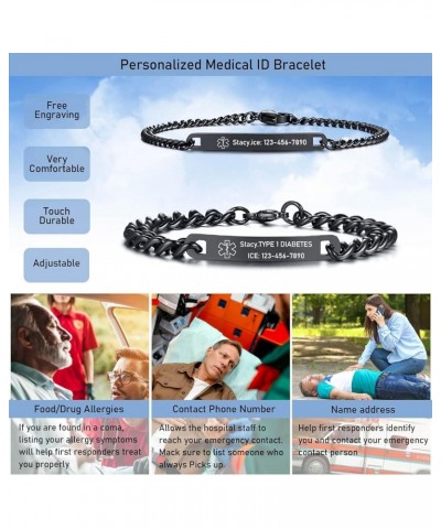 Medical Alert ID Bracelet - Mens Womens Stainless Steel ID Tag Medical Alert Emergency Bracelet,7.2/8/8.4 Inches dnr(do not r...