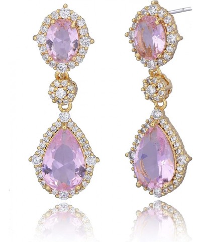 Cubic Zirconia Teardrop Earrings Women - Sterling Silver CZ Crystal Dangle Drop Earrings for Wedding Bridal Costume Jewelry f...