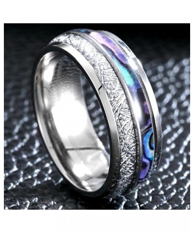 8mm Stainless Steel Clam Shall Red Wood Silk Filled Inlay Wedding Band Eternity Ring Shell Silk $5.09 Rings