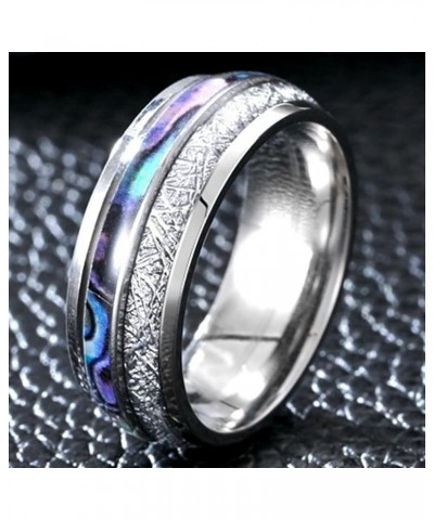 8mm Stainless Steel Clam Shall Red Wood Silk Filled Inlay Wedding Band Eternity Ring Shell Silk $5.09 Rings