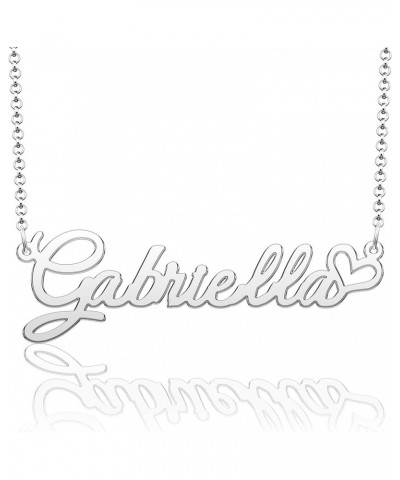 Personalized Name Necklace Heart Symbol Copper Jewelry for Girls Name Necklace for Women Gold Name Necklace Gabriella-Sliver ...