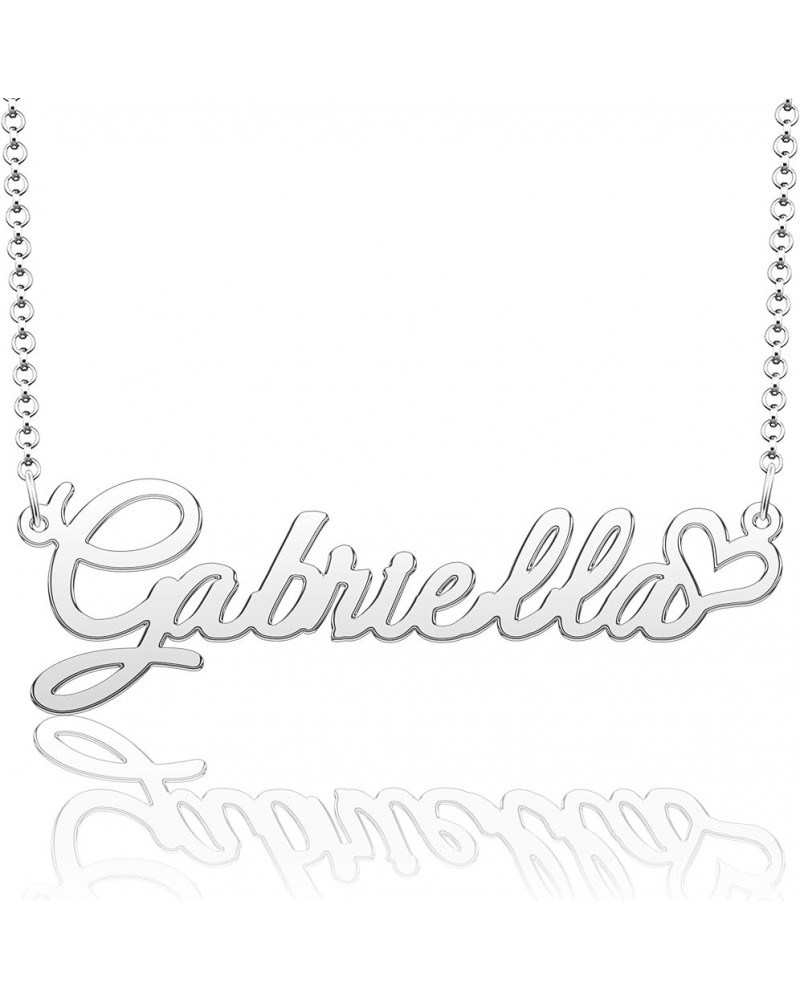 Personalized Name Necklace Heart Symbol Copper Jewelry for Girls Name Necklace for Women Gold Name Necklace Gabriella-Sliver ...