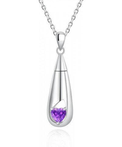 Cremation Jewelry, 12 Months Birthstone Urn Necklace for Ashes 925 Sterling Silver Teardrop CZ Memorial Ashes Keepsake Gift C...