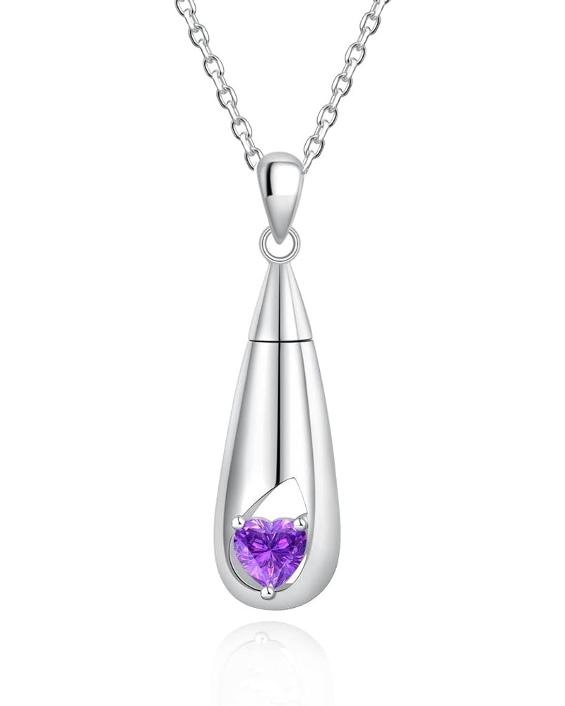 Cremation Jewelry, 12 Months Birthstone Urn Necklace for Ashes 925 Sterling Silver Teardrop CZ Memorial Ashes Keepsake Gift C...