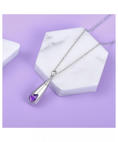 Cremation Jewelry, 12 Months Birthstone Urn Necklace for Ashes 925 Sterling Silver Teardrop CZ Memorial Ashes Keepsake Gift C...