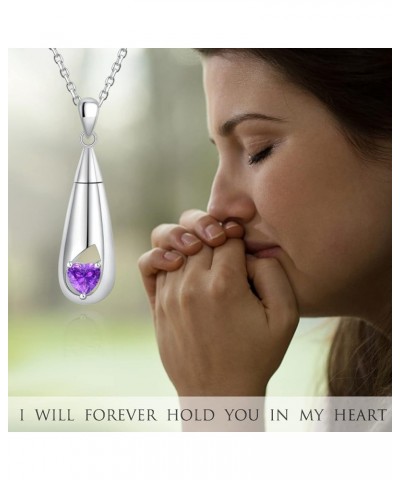 Cremation Jewelry, 12 Months Birthstone Urn Necklace for Ashes 925 Sterling Silver Teardrop CZ Memorial Ashes Keepsake Gift C...