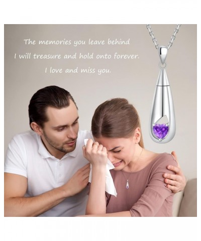 Cremation Jewelry, 12 Months Birthstone Urn Necklace for Ashes 925 Sterling Silver Teardrop CZ Memorial Ashes Keepsake Gift C...