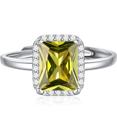 925 Sterling Silver Heart/Round/Pear/Emerald Cut Birthstone Promise Ring for Women (withe Gift Box) 08. August - Peridot emer...